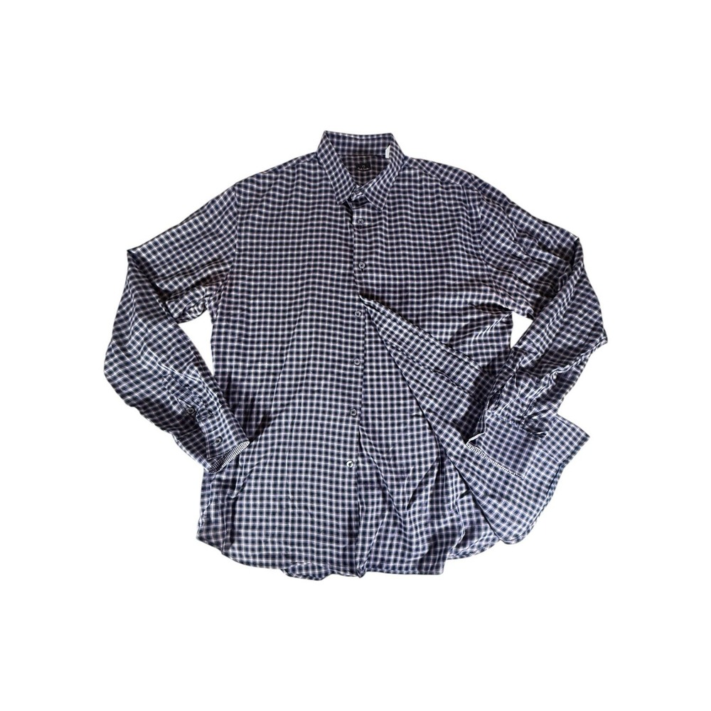 Paul Smith Shirt Adult Large Black Tartan Plaid Button Down Barrel Cuff Mens